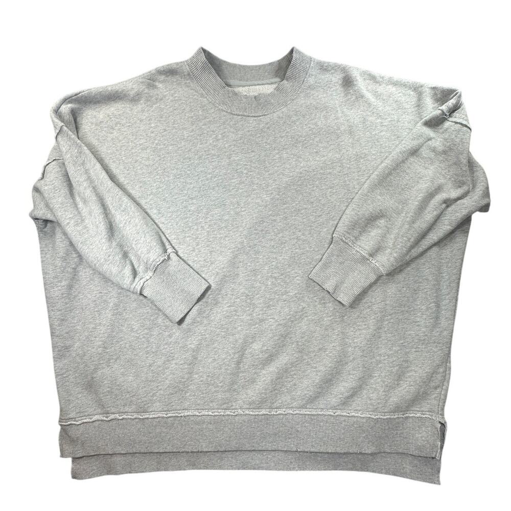 Aerie Crewneck Sweatshirt Gray Medium Oversized Raw Edge